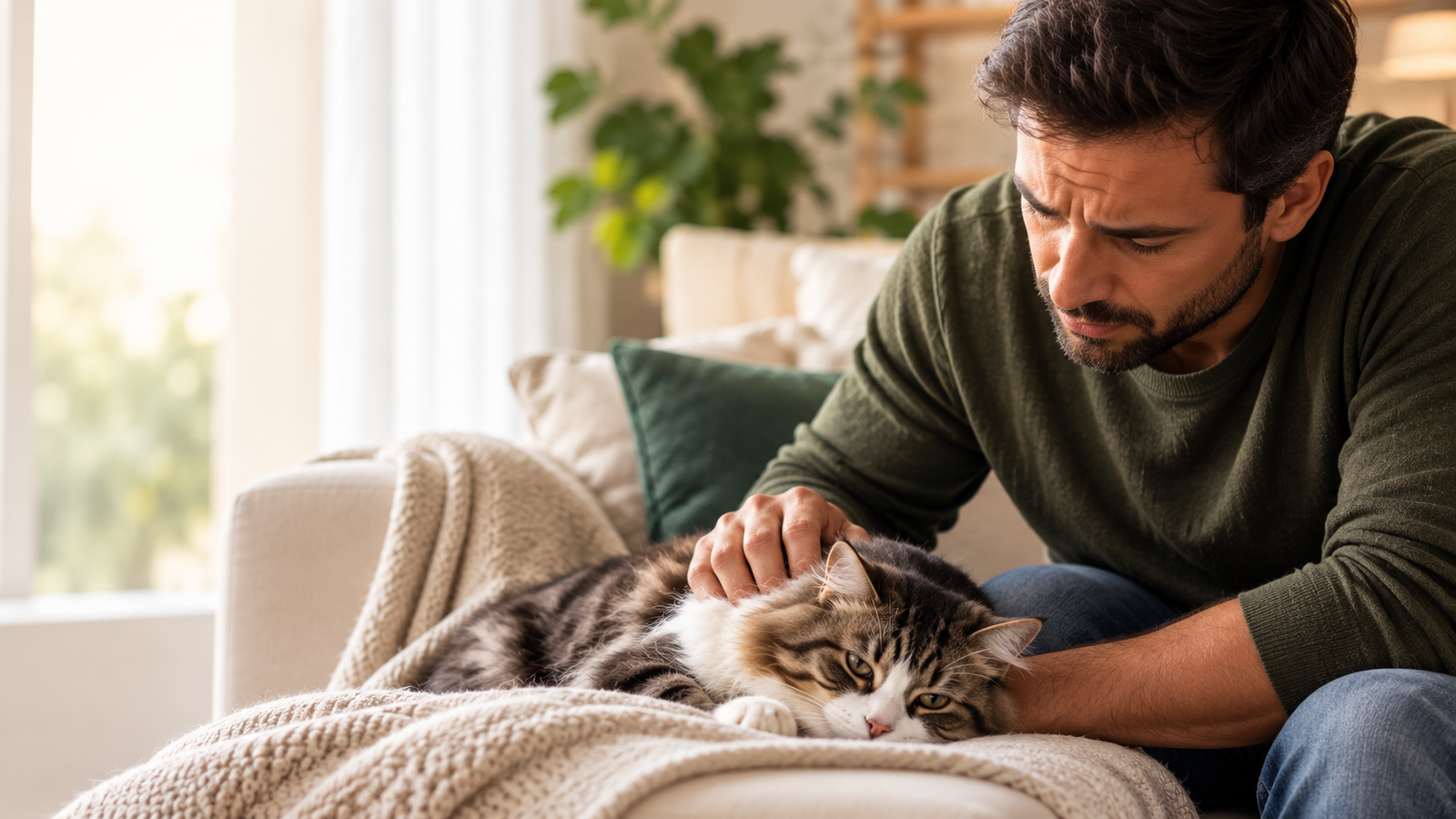 Tutor observando gato em casa
